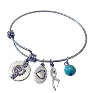 Footnotes Bracelet with Turquoise  Bead and Music Symbol